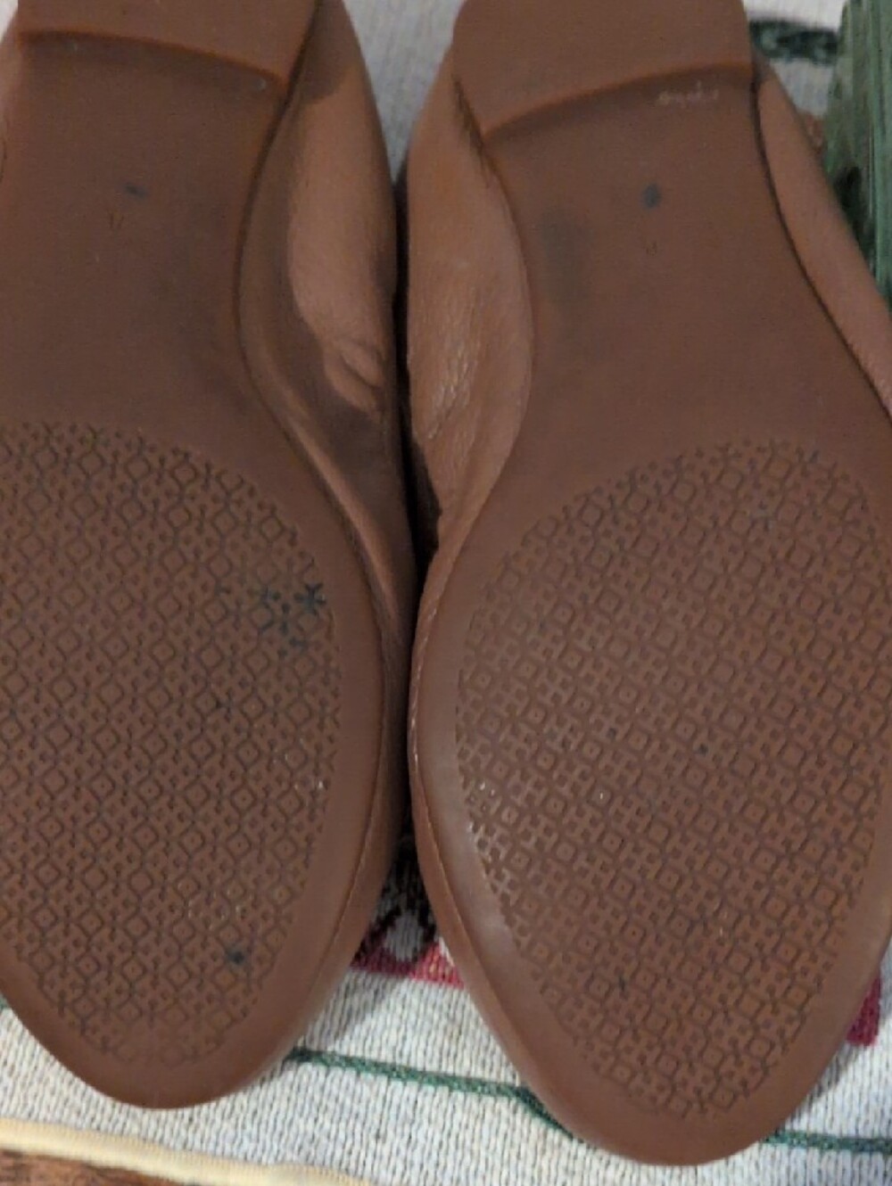 Tory Burch Brown Leather Logo Ballet Flats - Picture 3 of 4